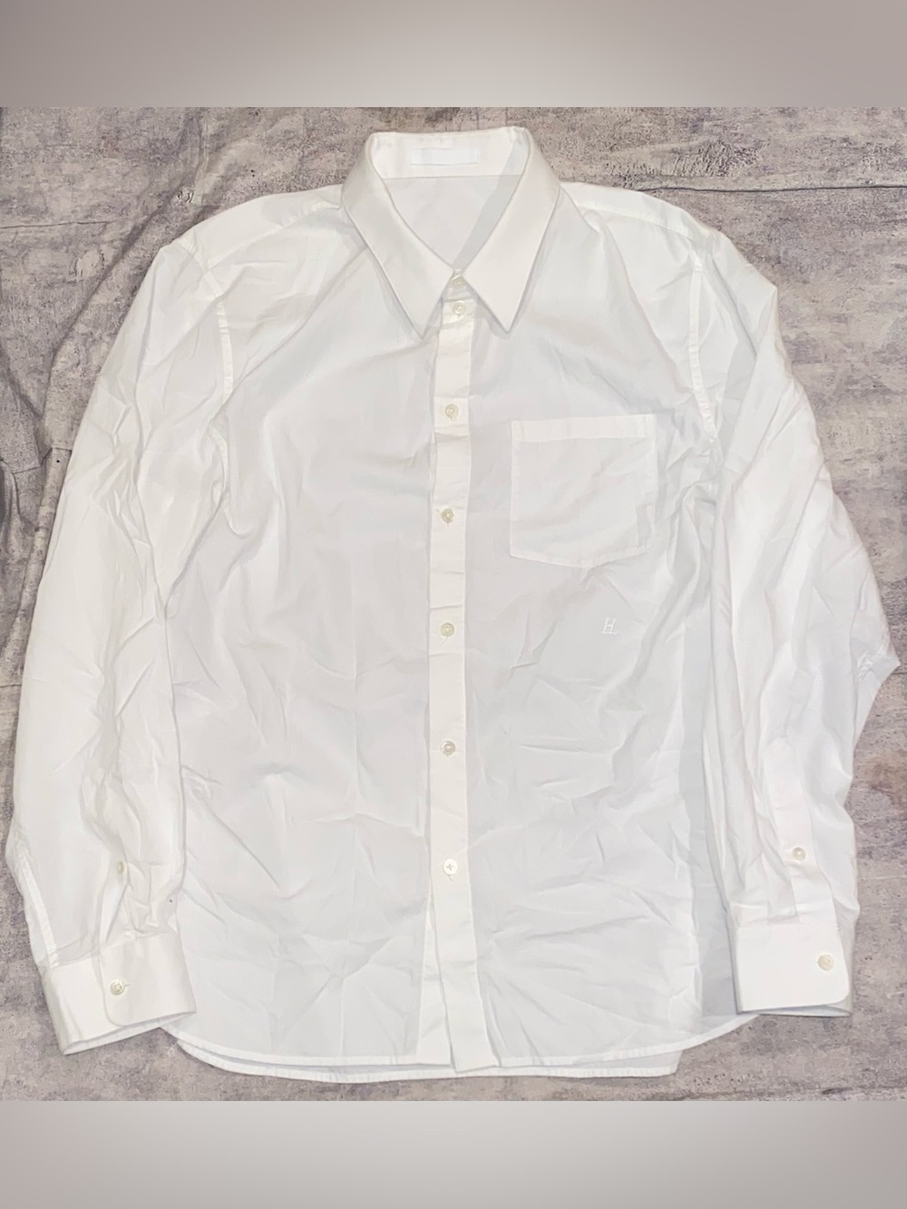 Helmut Lang Embroidered Monogram Logo Button Up Down Dress Shirt Men’s L Archive